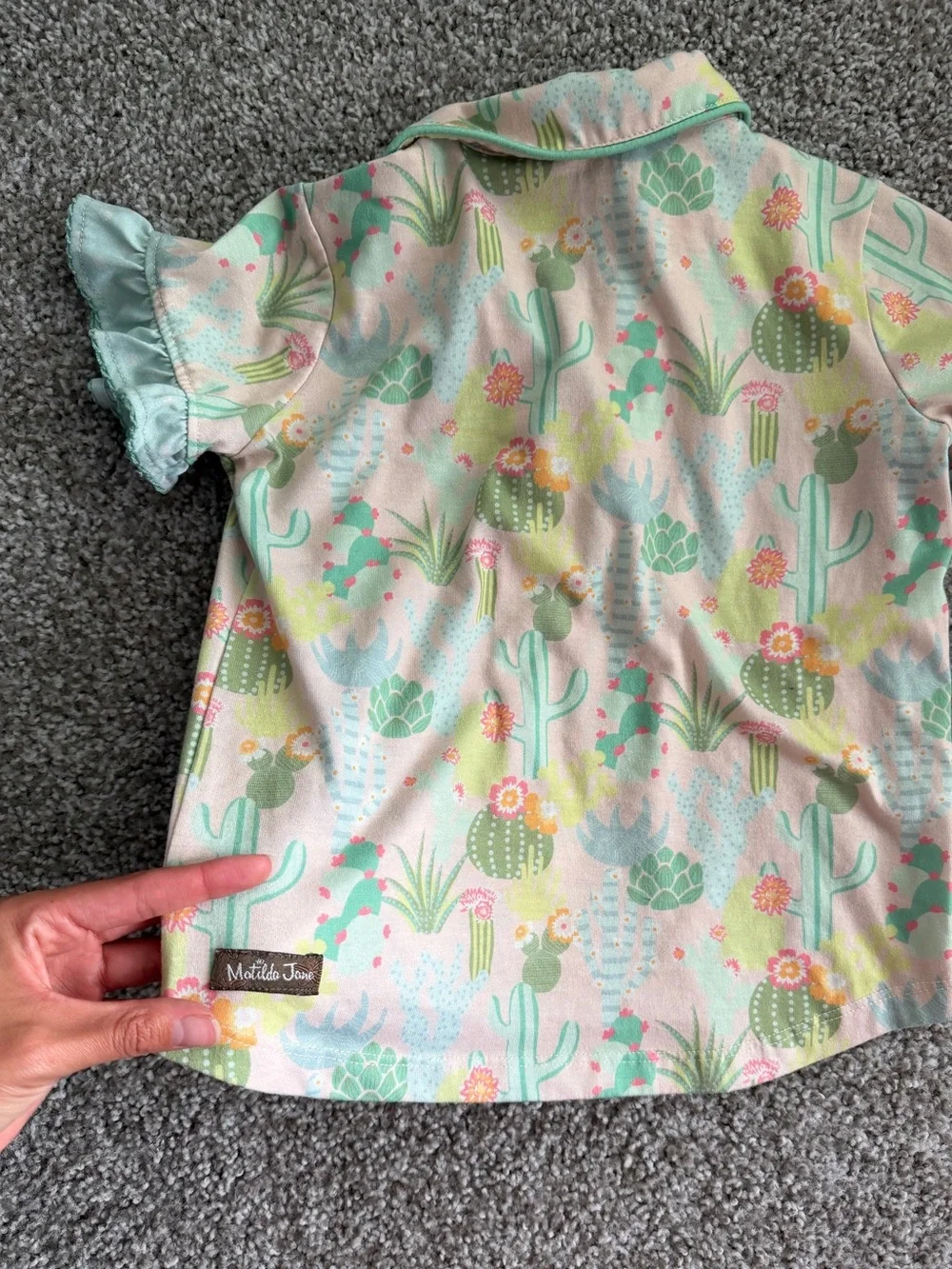 Matilda Jane Pastel Cactus Print Button-Up Top - Mint, Pink, Yellow